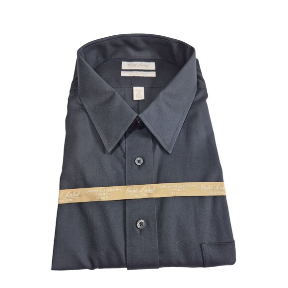 Roundtree & Yorke Men Dress Shirt Gold Label Black Slim Fit Size 20 36-37 (35) - Picture 1 of 5